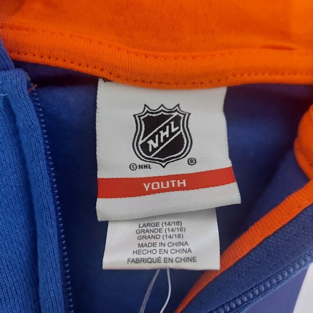 Youth L 14/16 Royal NY Islanders Faceoff Colorblock Fleece Full-Zip Hoodie New - Picture 6 of 9